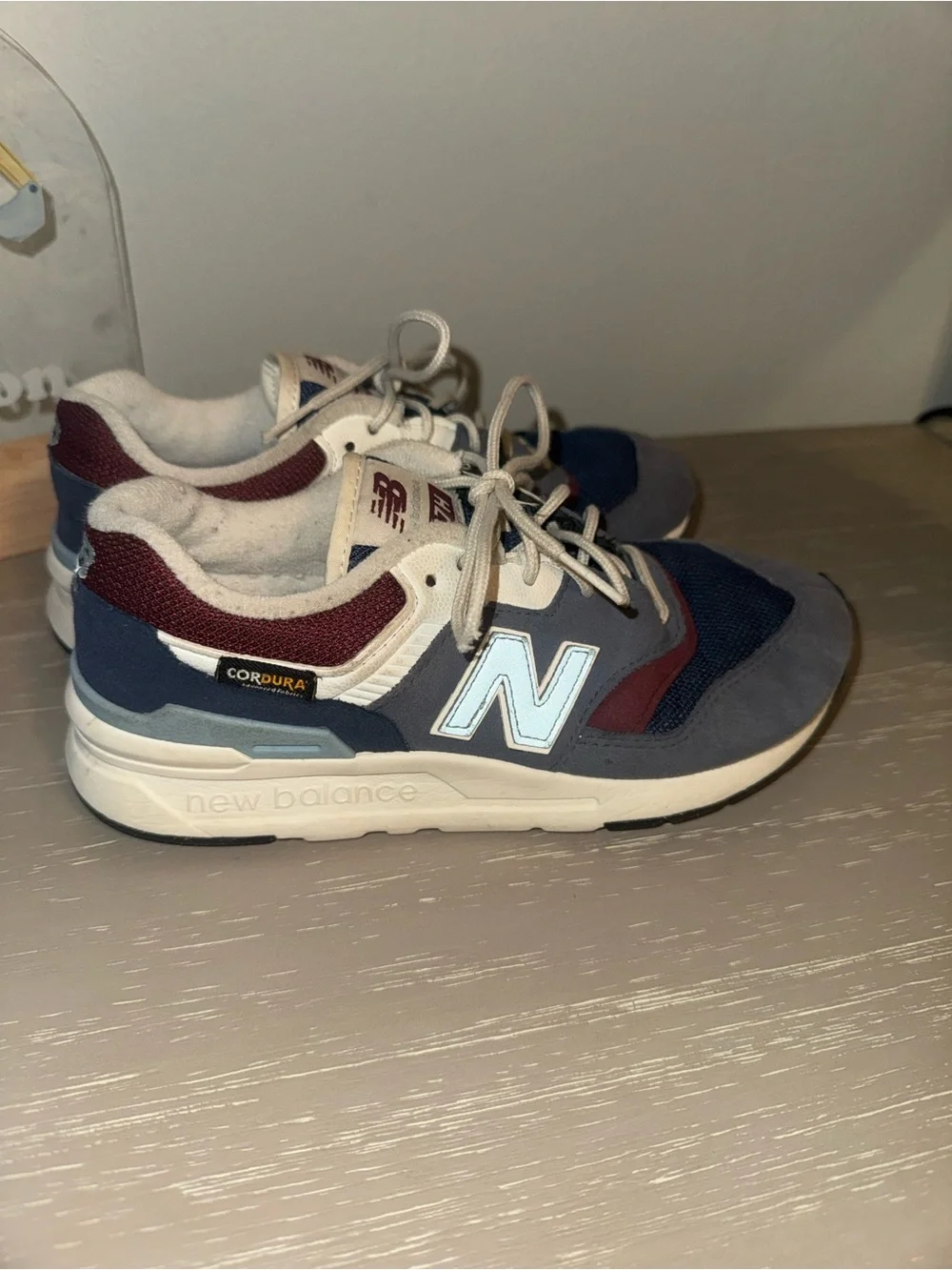 New Balance Kids Navy Gray Burgundy Lace-Up Sneakers